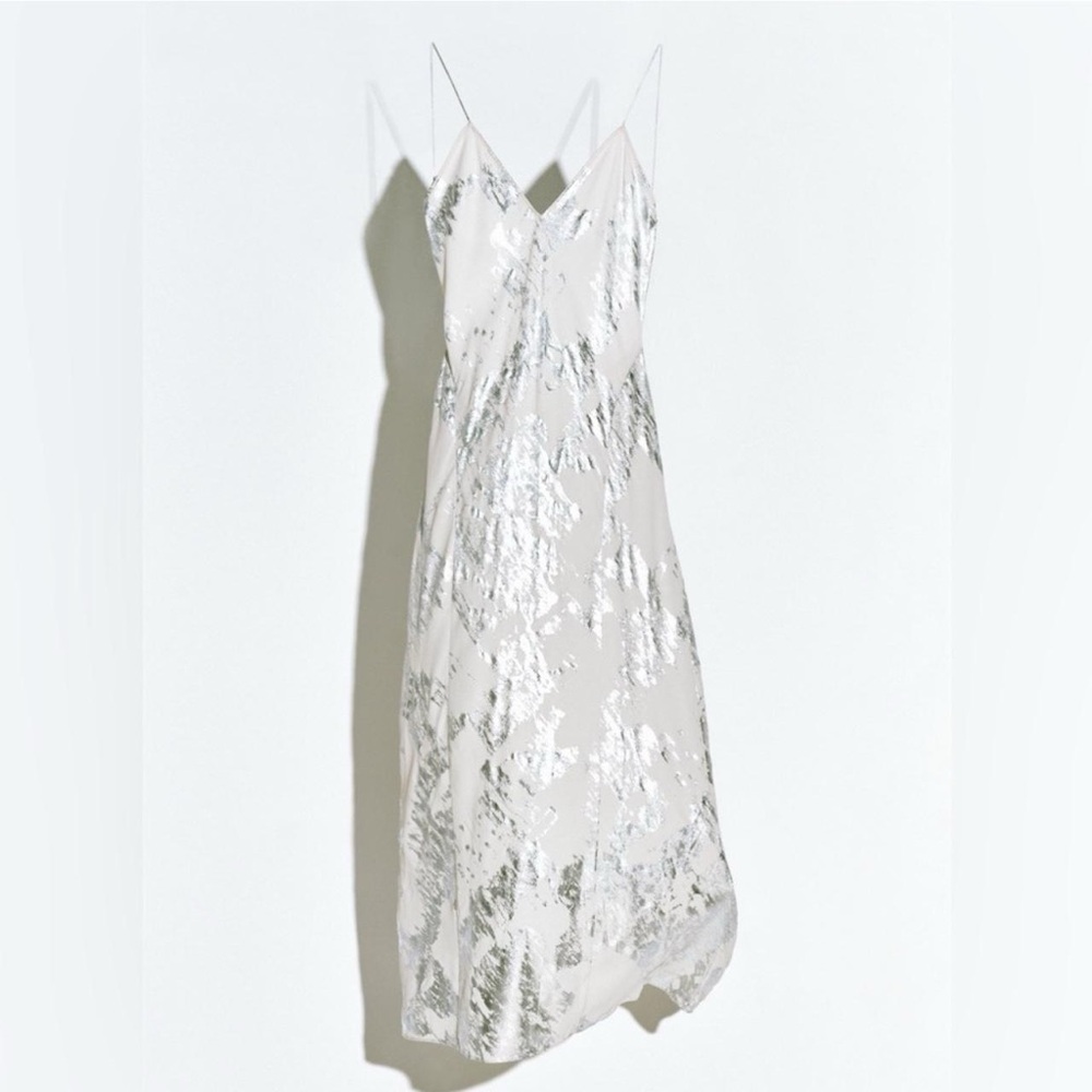 Zara White and Silver Backless Dress